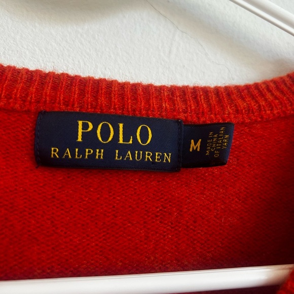 *Vintage* 100% Lamb’s Wool Ralph Lauren Men's V-Neck Sweater - Picture 3 of 5